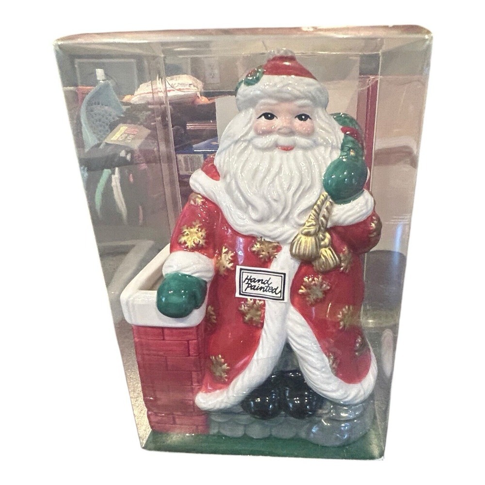 Fitz & Floyd Santa‎ Claus Ceramic Incense Burner Hand Painted & Scented Cones